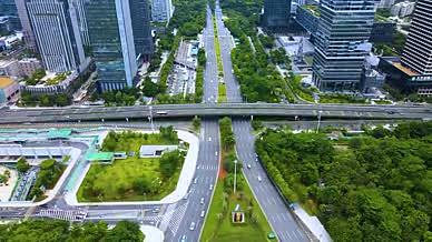深圳城市航拍深南大道立交桥城市交通车流视频的预览图